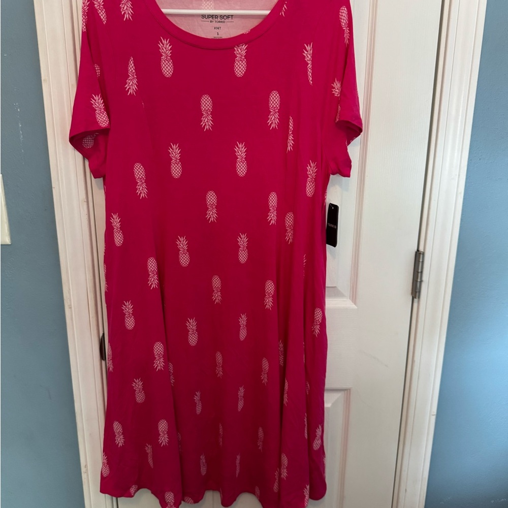 Pink Pineapple Print Dress